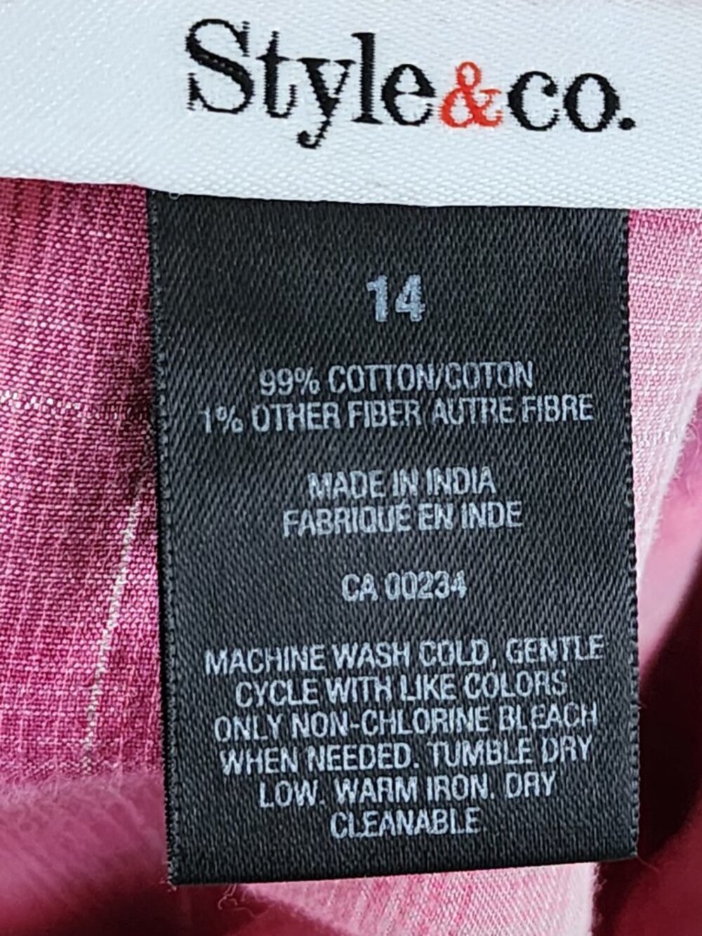 Style & Co Pink Plaid Metallic Cotton Pearl Snap Western Blouse - Picture 5 of 5